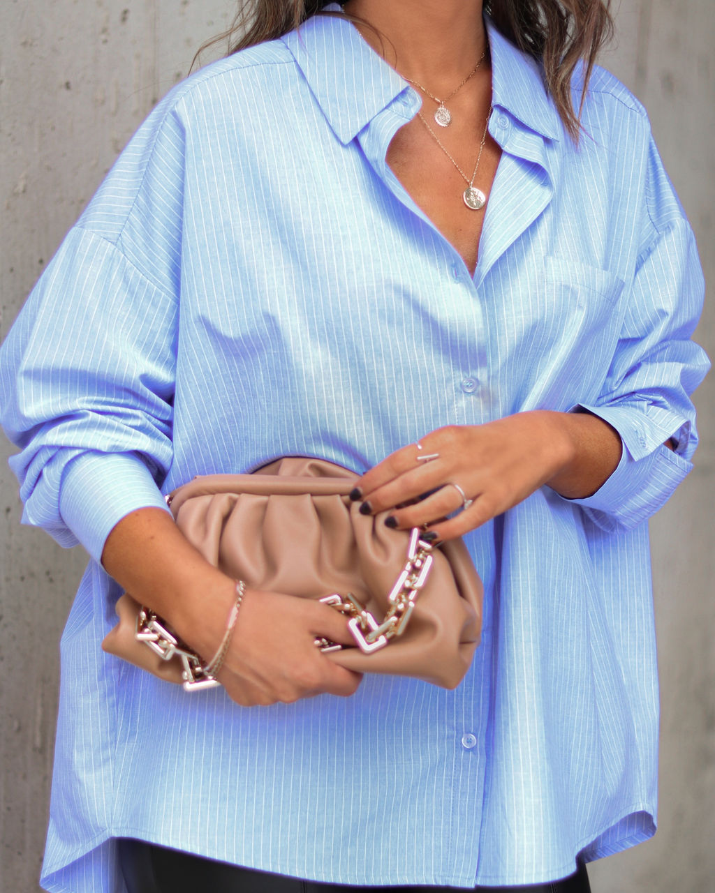 Risky Biz Oversized Button Down Top - Blue - Se7enfashion