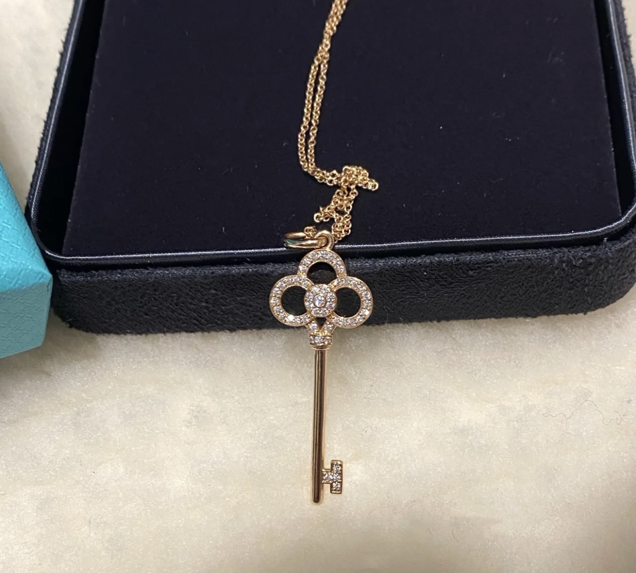 Tiffany Crown Key Pendant Necklace in Rose Gold - Original Replica Club