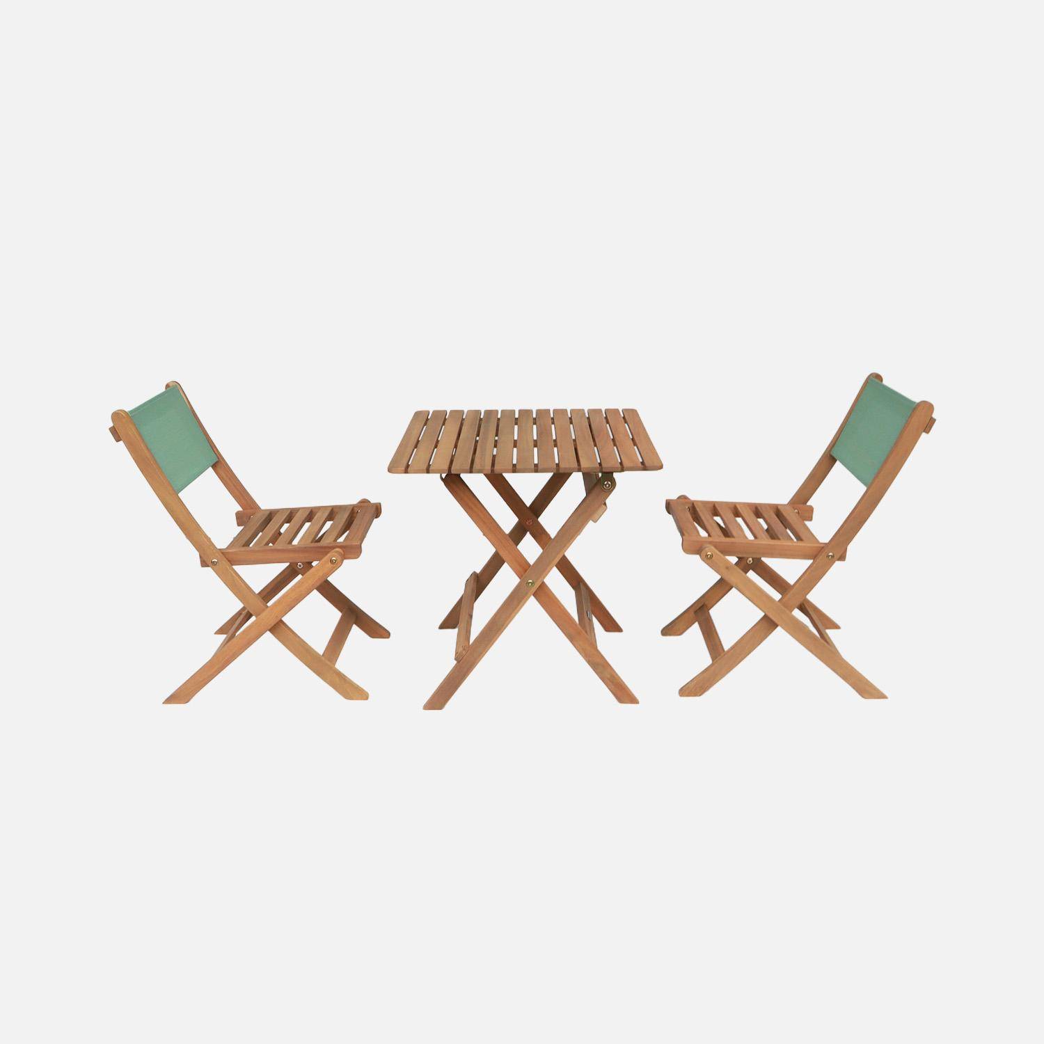 Elise - Set mesa de jardín bistró infantil de madera de acacia con 2 sillas