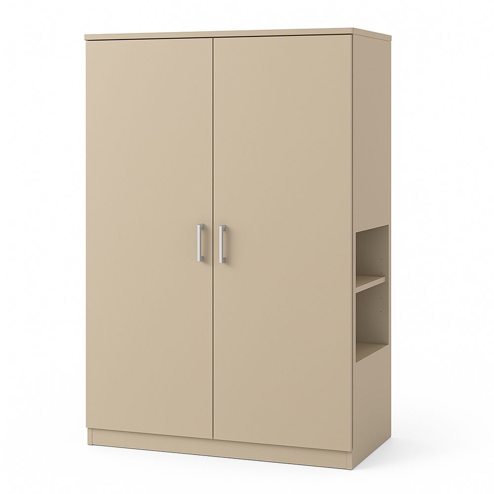 Armario moderno de almacenamiento con puertas dobles y estante abierto,beige,180x90x45 cm