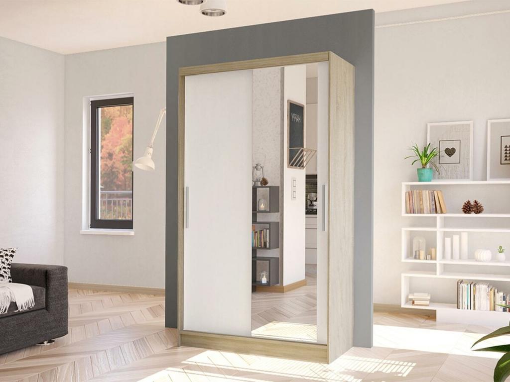 Armario 165 - Blanco - Roble Nestleare - 200x100x58cm - Puertas de armario Correderas