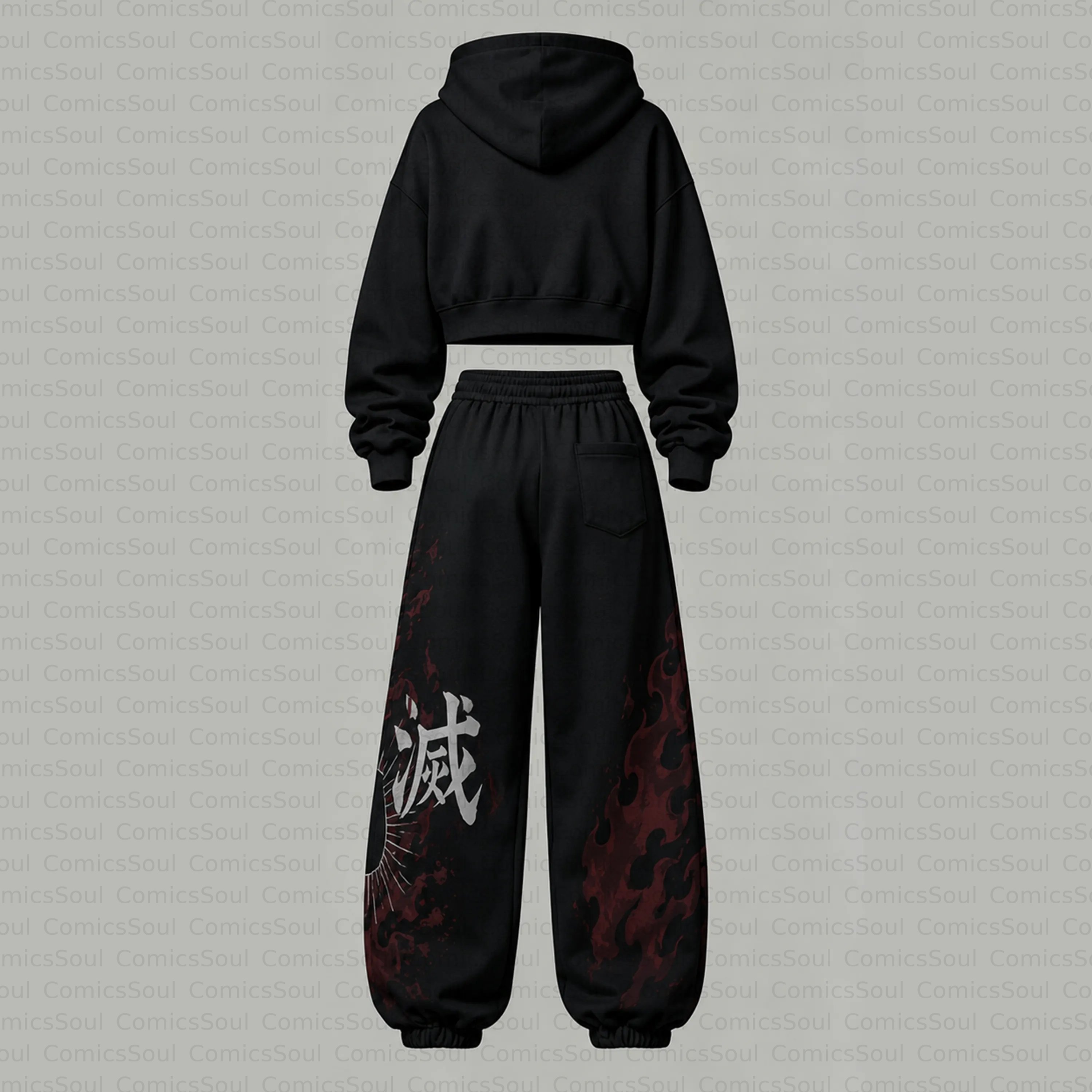 Demon Slayer Cropped Long Sleeve Hoodie & High Waist Jogger Pants Two Piece TeeThreads Sustain the Scene with Custom Apparel