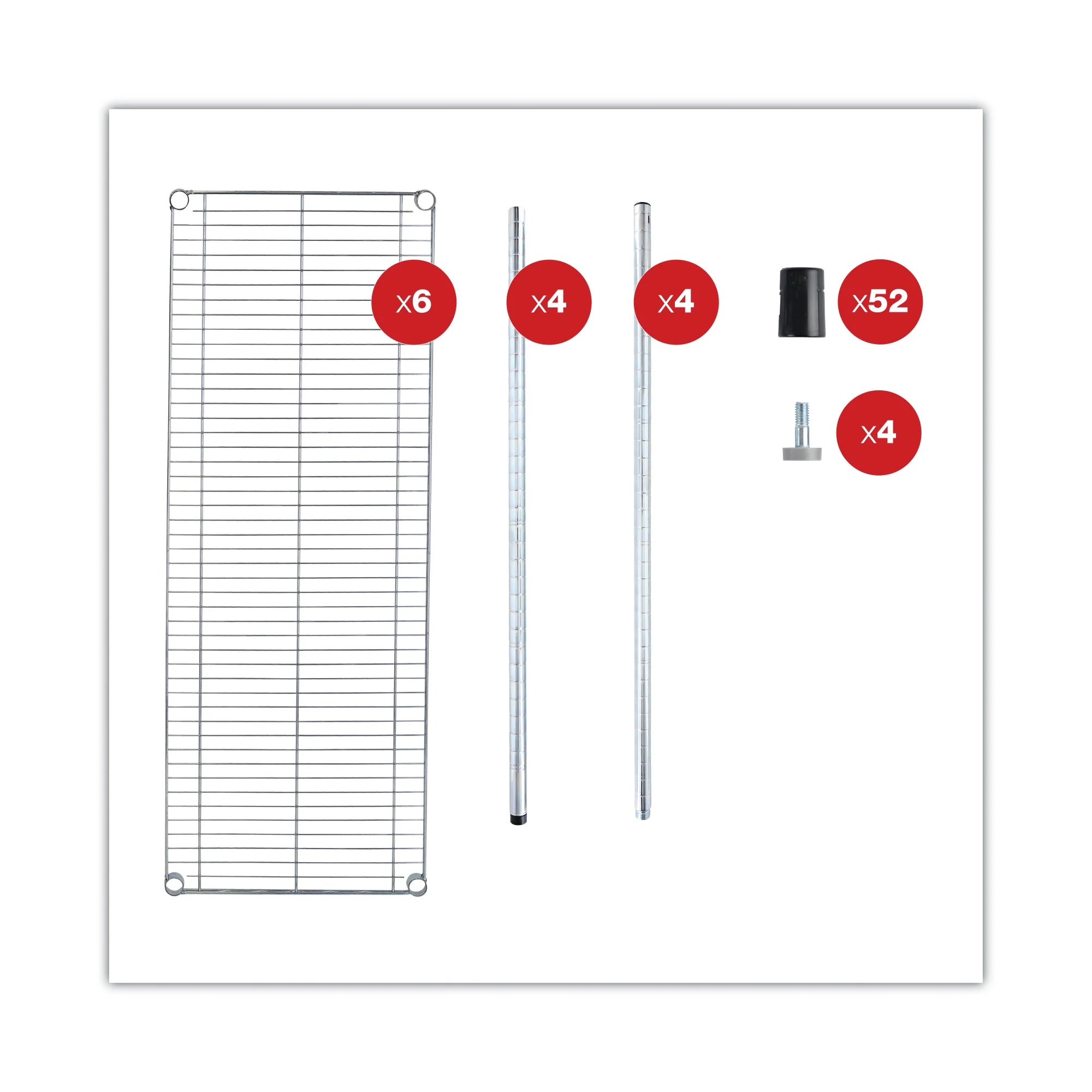 Alera NSF Certified 6-Shelf Wire Shelving Kit, 48w x 18d x 72h, Silver - image 7