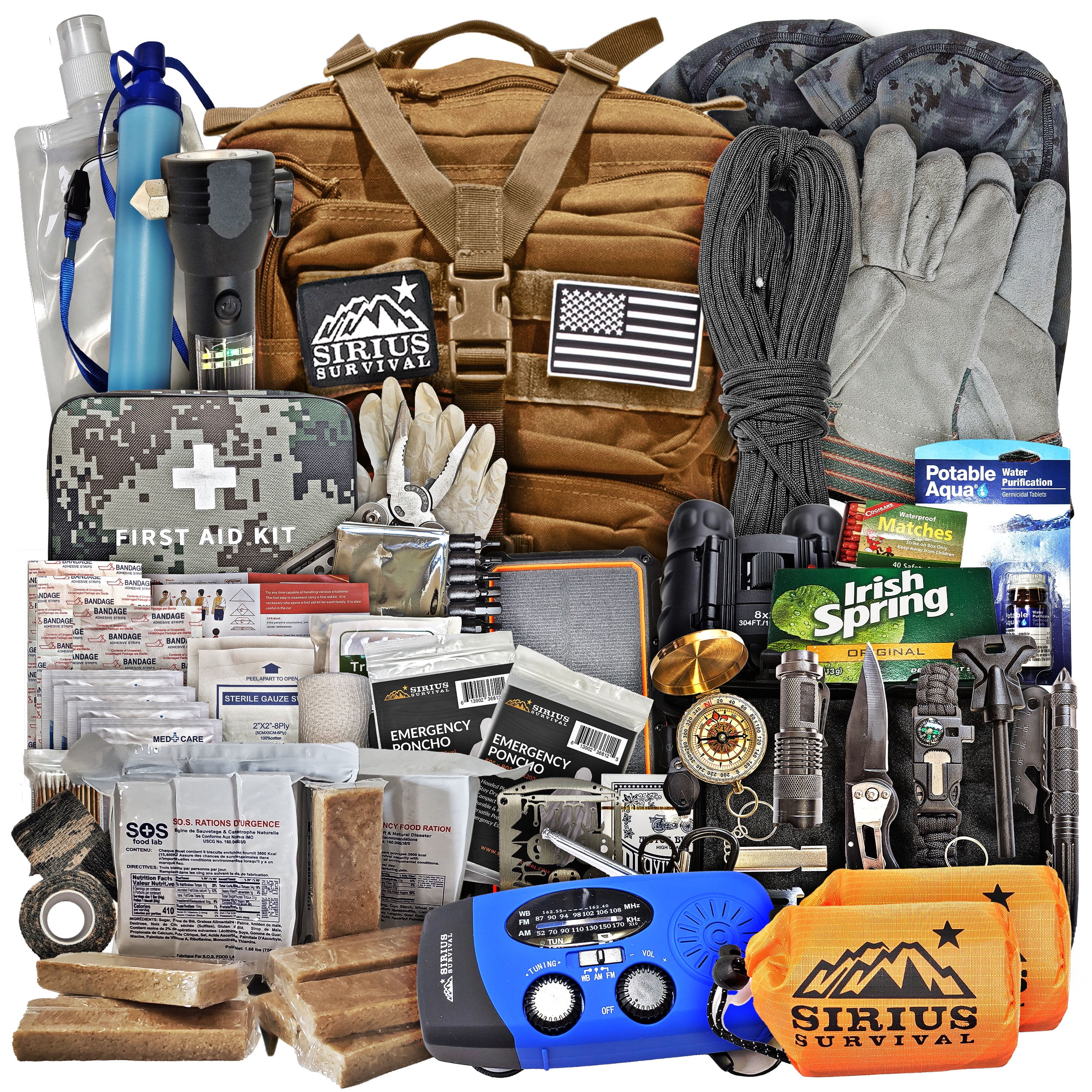 Pre-Packed Emergency Survival Kit/Bug Out Bag for 2 - Over 175 Total Pieces of Disaster Preparedness Supplies for Hurricanes, Floods, Earth Quakes & Other Disasters, Black - Image 17