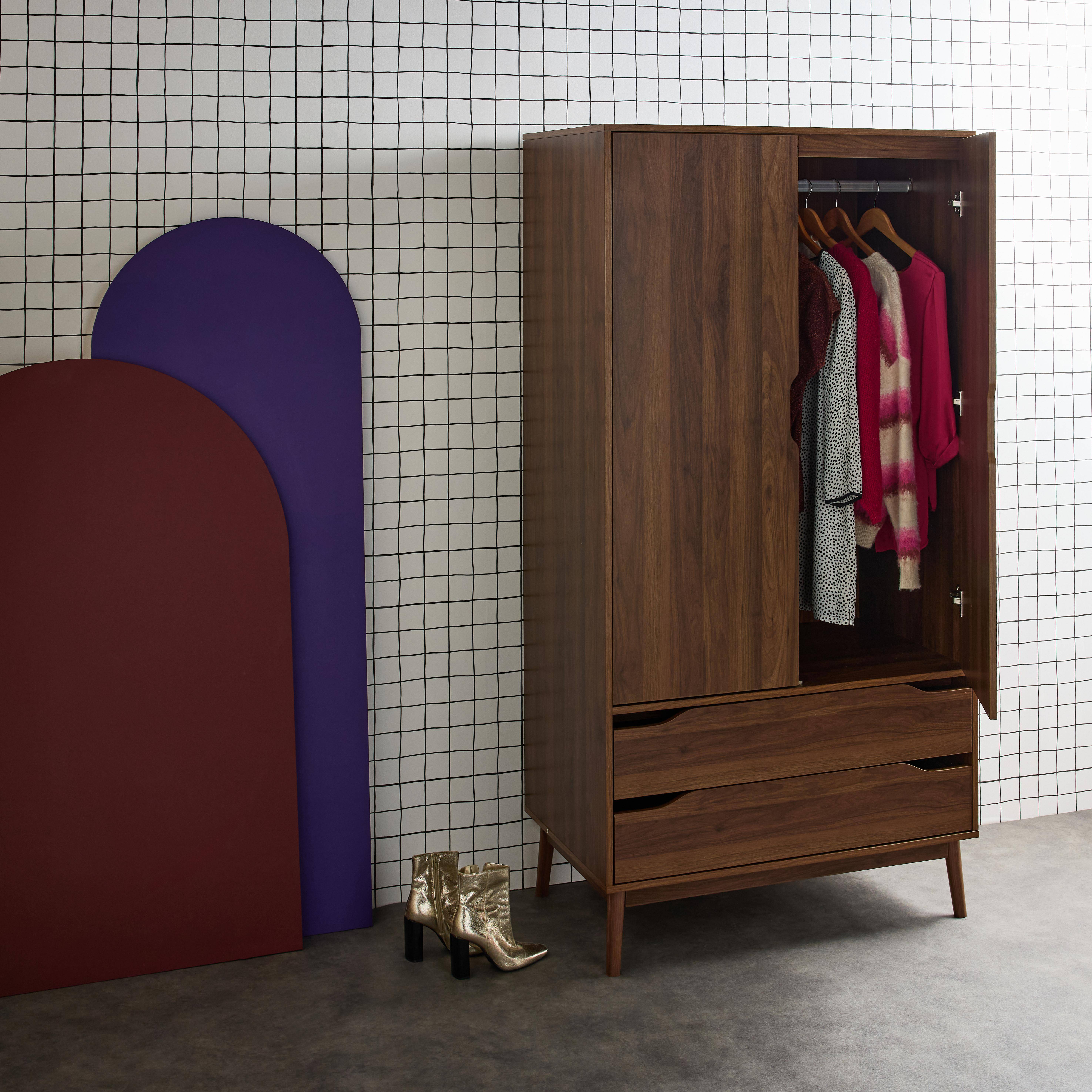 Nepal - Armario vestidor vintage, decoración en madera, 2 puertas