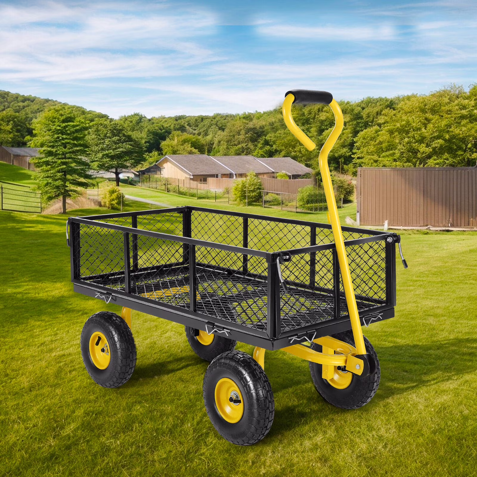 Farmdex Steel Mesh Garden Cart with 10