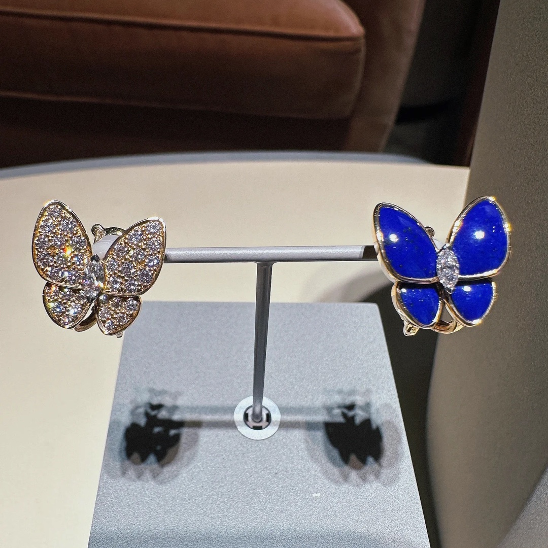 VCA Asymmetric Lapis Lazuli Butterfly Earrings - Original Replica Club