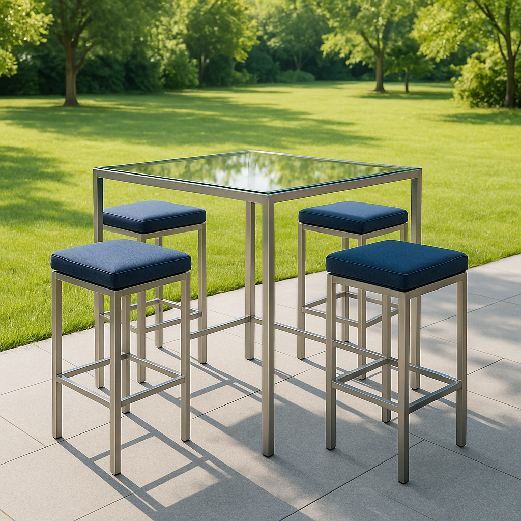 Bar de jardín Conjunto de 5 piezas Acero y Tela Exterior 120x55x110 cm