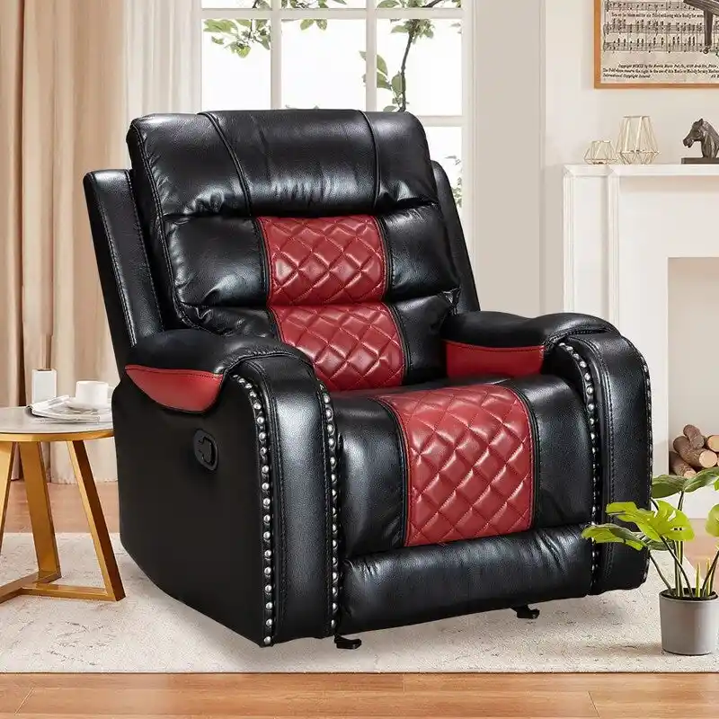 Spacious Faux Leather American-Style Recliner Chair for Living Room
