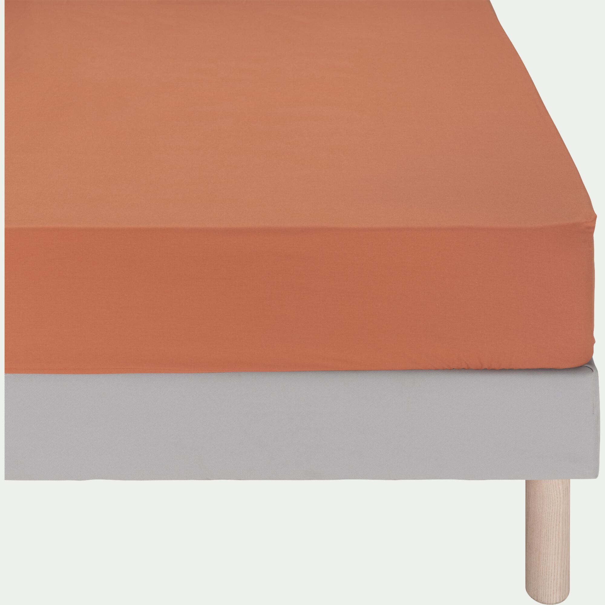 CALANQUES - Drap housse en coton 90x200cm b25cm - brun rustrel