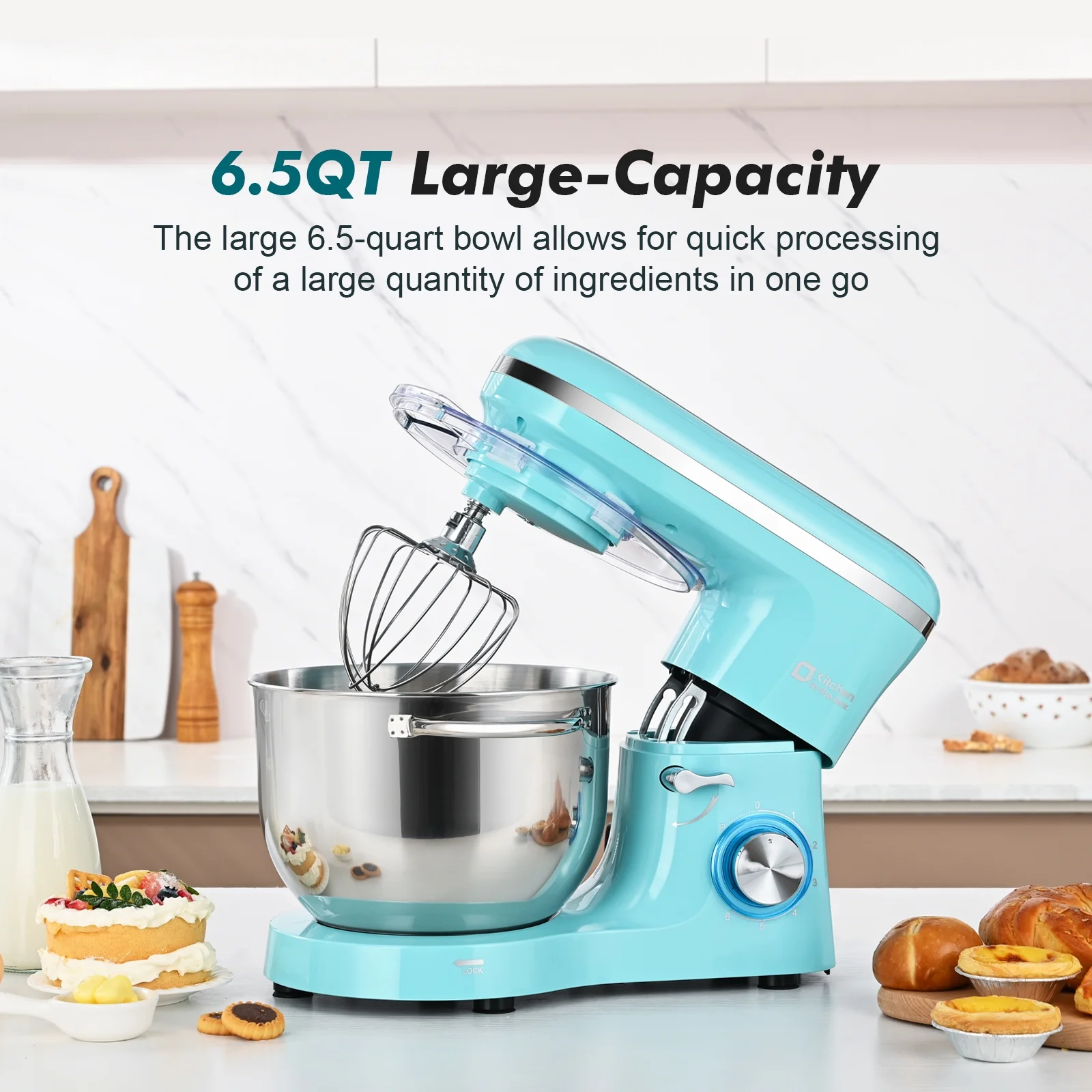 Kitchen in the box Tilt-Head Stand Mixer, Electric Kitchen Mixer with 6.5QT Stainless Steel Bowl, 660W Food Mixer with 6-Speed, Black - Image 24