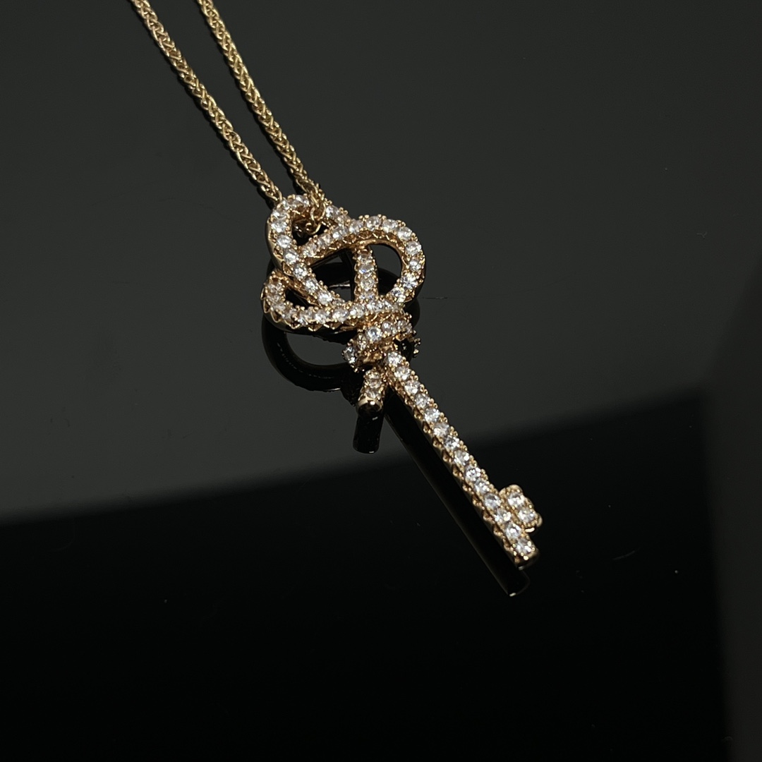 Tiffany Knot Key Pendant Necklace with Diamonds - Original Replica Club
