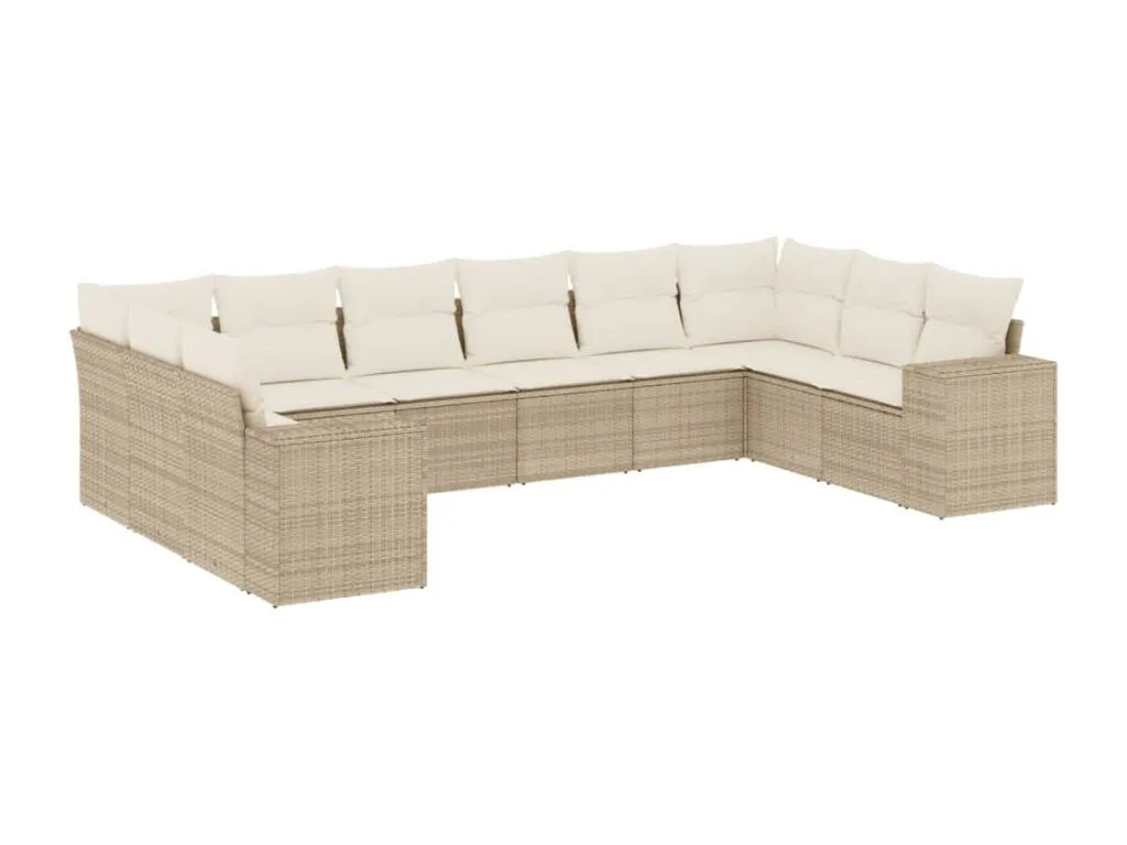Boverdeco Juego de sofás jardín con cojines beige 10 pzas ratán sintético