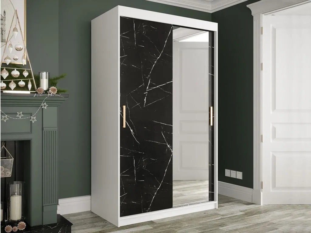 Armario Homepleno 259 Mármol negro | Mate blanco 200x120x62cm Número de estantes - 5.00 57329oifb
