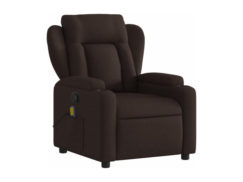 Sillón de masaje reclinable de tela marrón oscuro