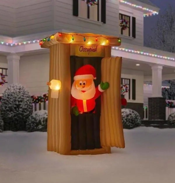WAYFAIR Christmas-Animated Inflatable Santa Coming Out Of The House