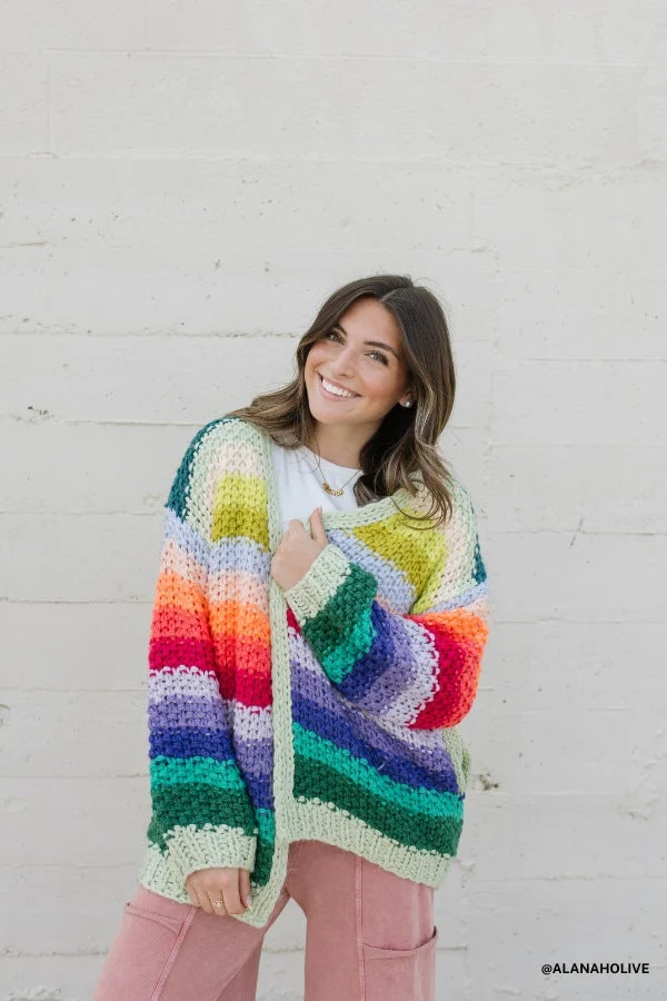 Wrapped up in Color Knit Cardigan - Green Multi