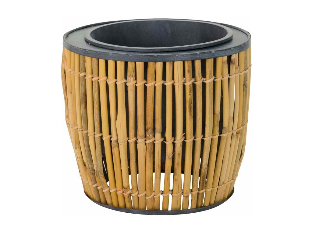 Macetero Metal Bambu Azul Marron 28x28x25 Cm