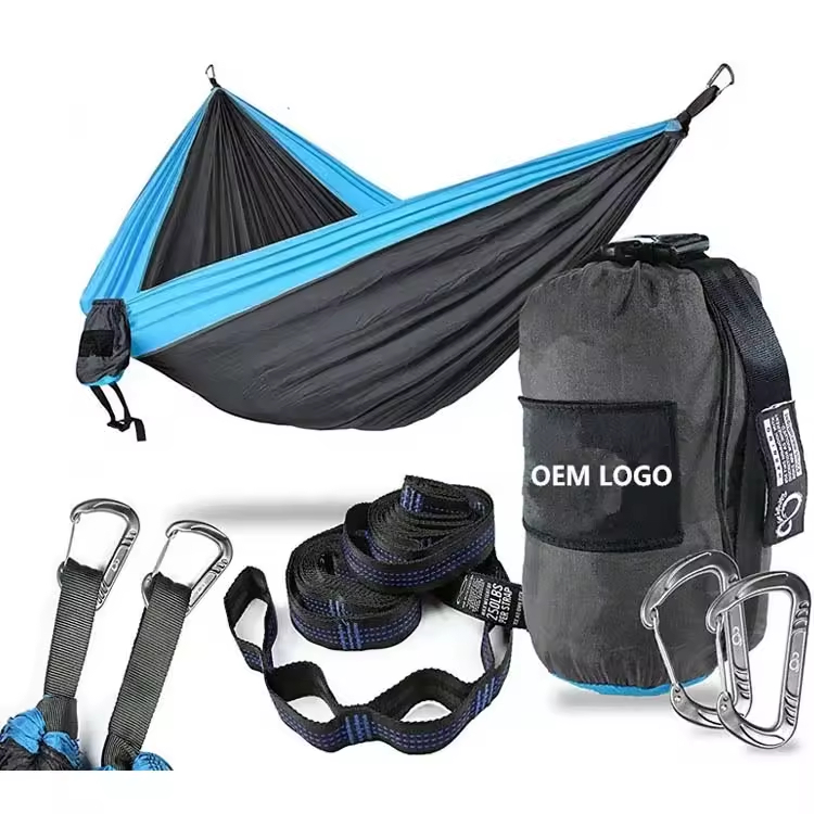 Portable Lightweight Nylon Parachute Camping Hammock Equipped with Tree Straps