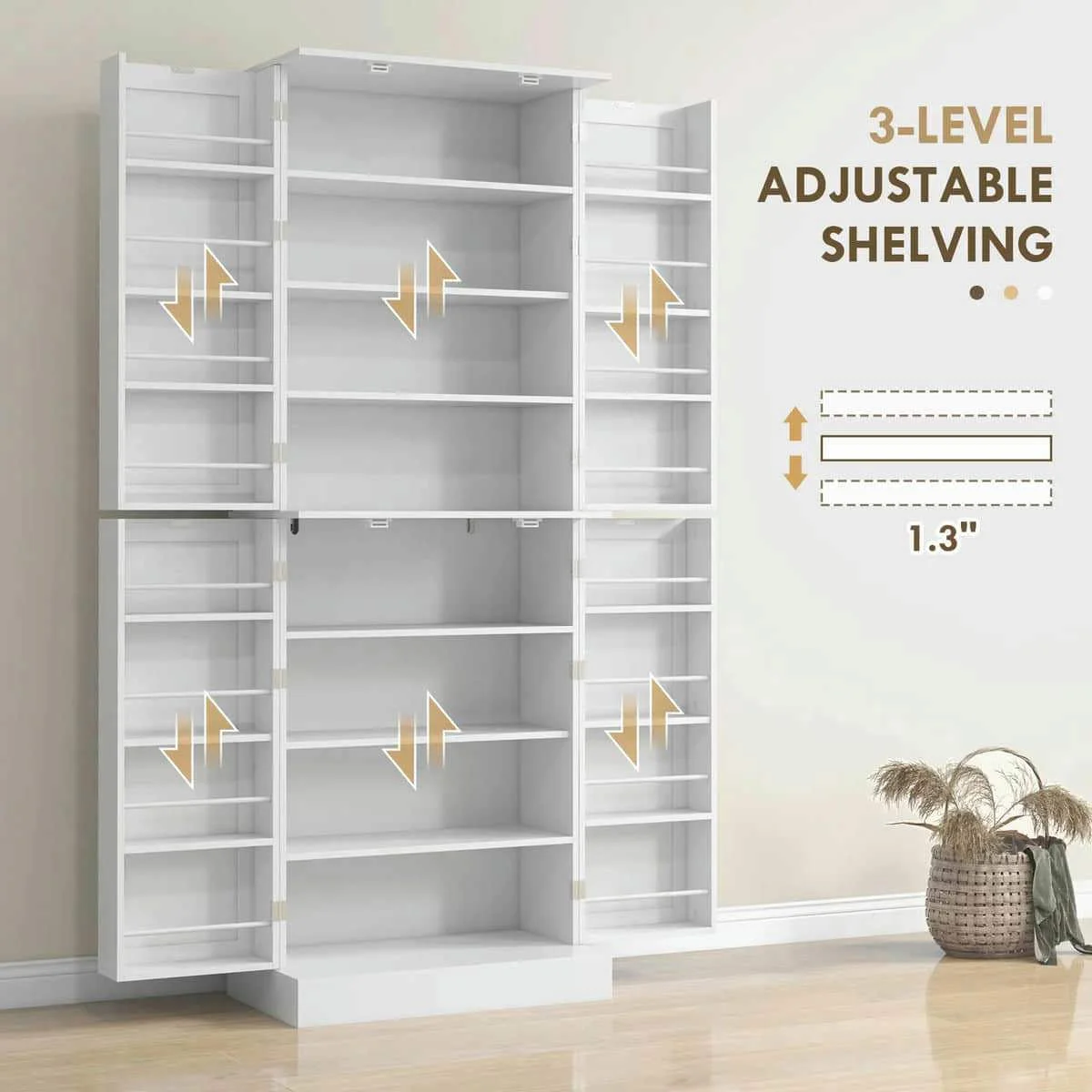 Spaco 17-Tier Kitchen Small Pantry Cabinet with 2 Doors and 6 Adjustable Shelves, Cabinet Pantry, Freestanding 5-Tier Shelving Pantries for Kitchen Storage, Gray - Image 54