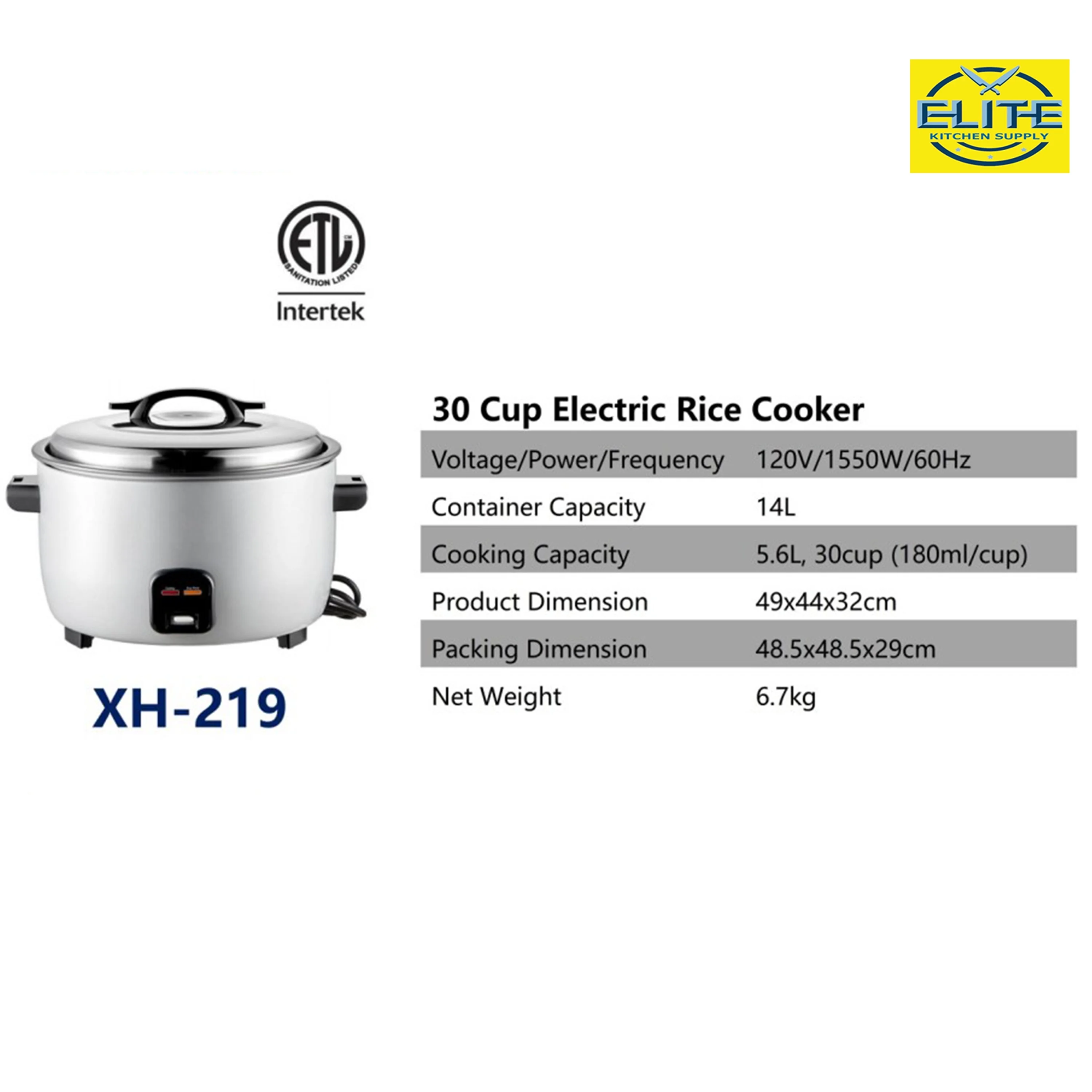 NSF Commercial Rice Cooker Warmer 30 Cup Uncooked Rice, 120V Rice Cooker 1550W - Image 10