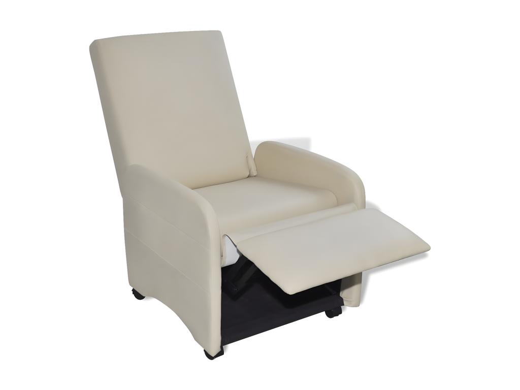 Sillón plegable de cuero sintético color crema