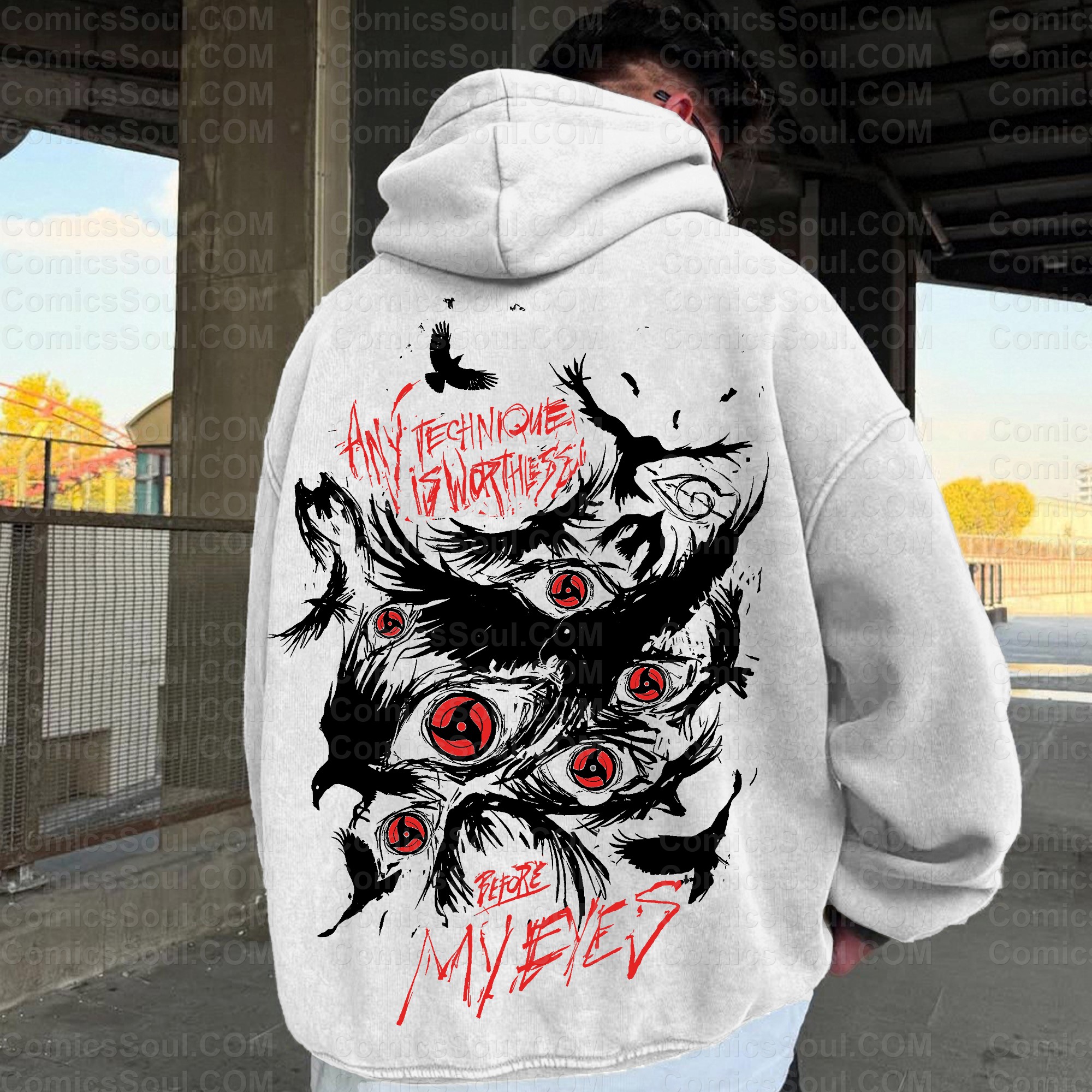 Unisex Anime Graphic Water wash Streetwear Vintage Hoodie