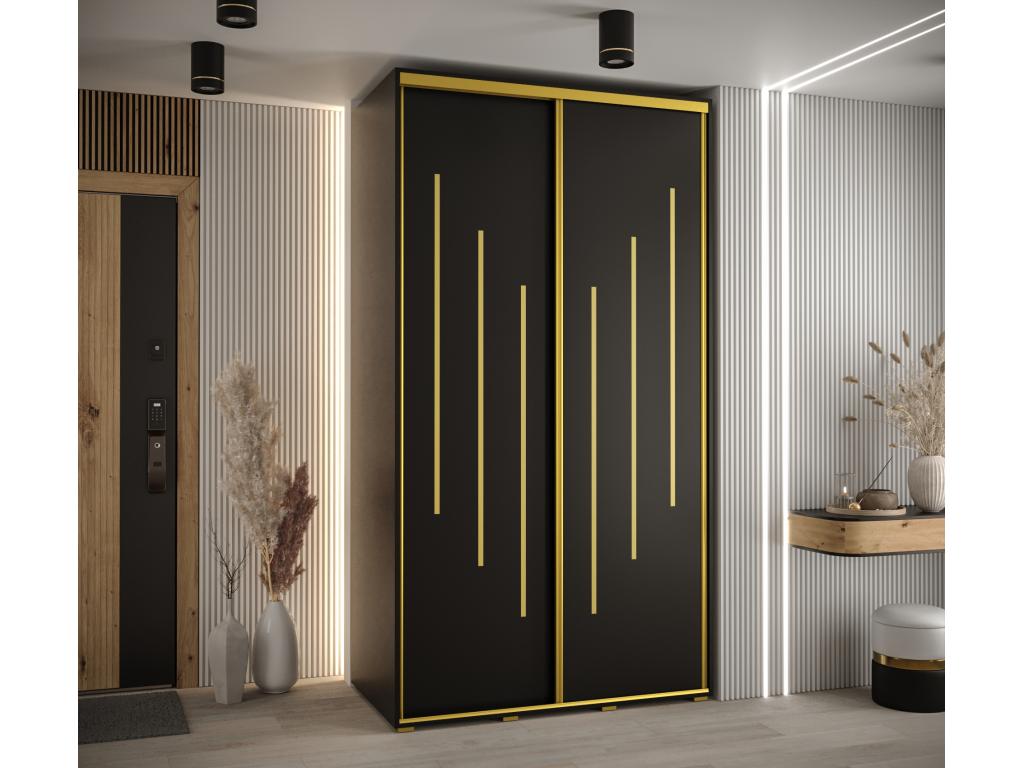 ARMARIO DAVOS 8 DE PUERTAS CORREDERAS 235,2/130/45 2 puertas (Negro/Negro/Oro)