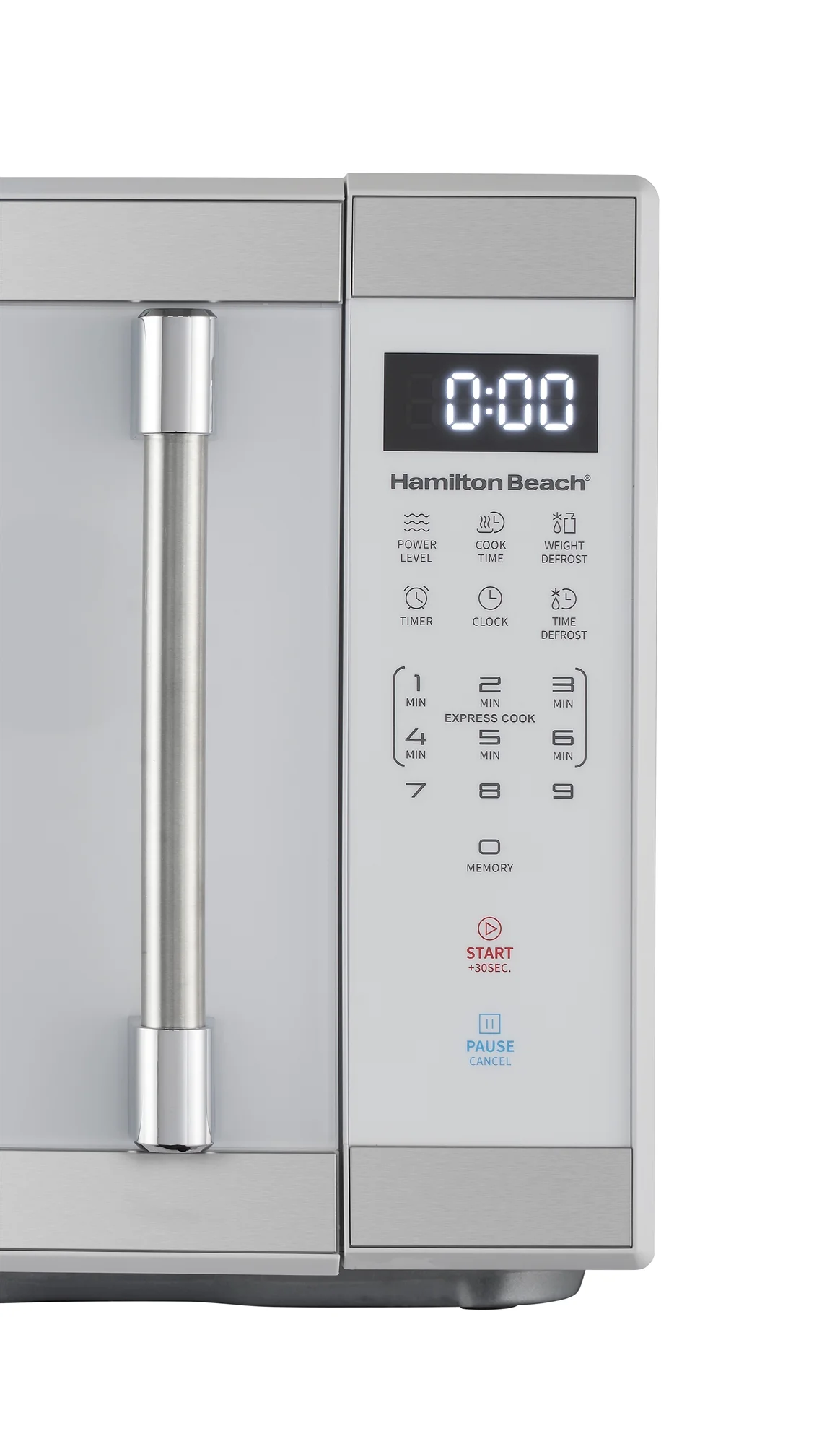 Hamilton Beach 1.1 Cu. Ft. Countertop Microwave Oven, 1000 Watts, White Stainless Steel