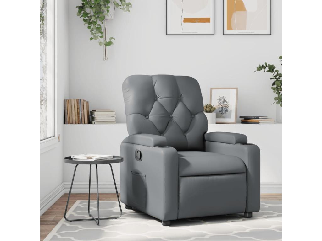 Sillón reclinable de cuero sintético gris