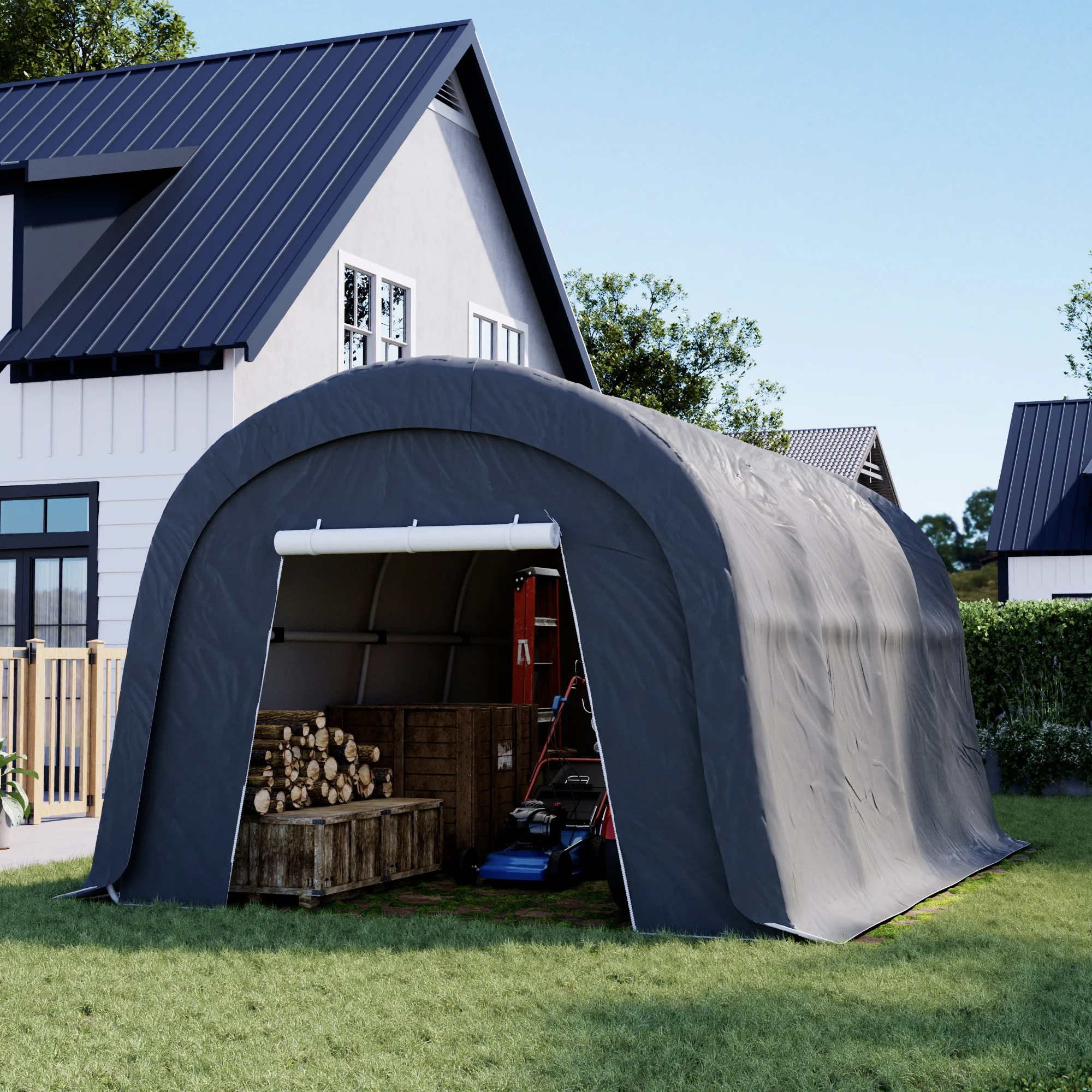 COSIEST 10'x20'Heavy Duty Carport ,Portable Outdoor Canopy Garage with Waterproof PE Roof and Steel Frame - Image 9