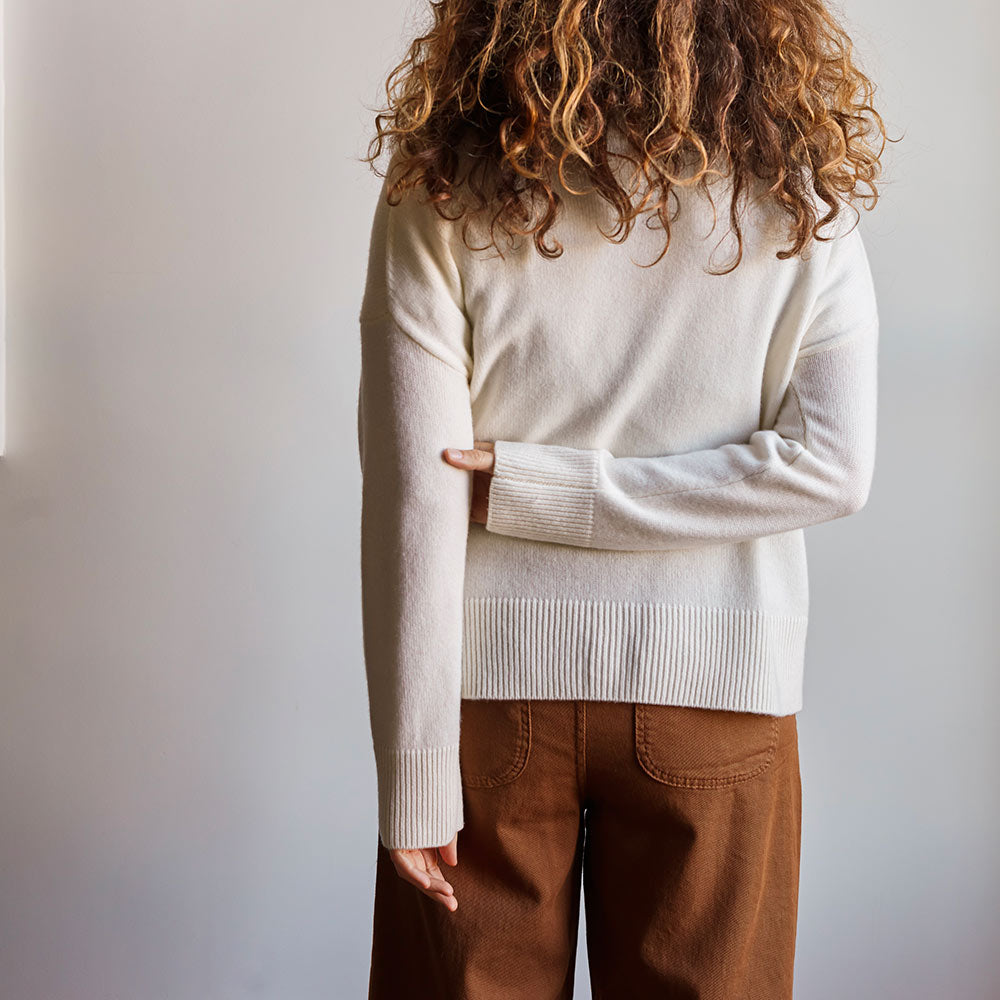 Merci - Pull col cheminée en cachemire - Blanc Cassé