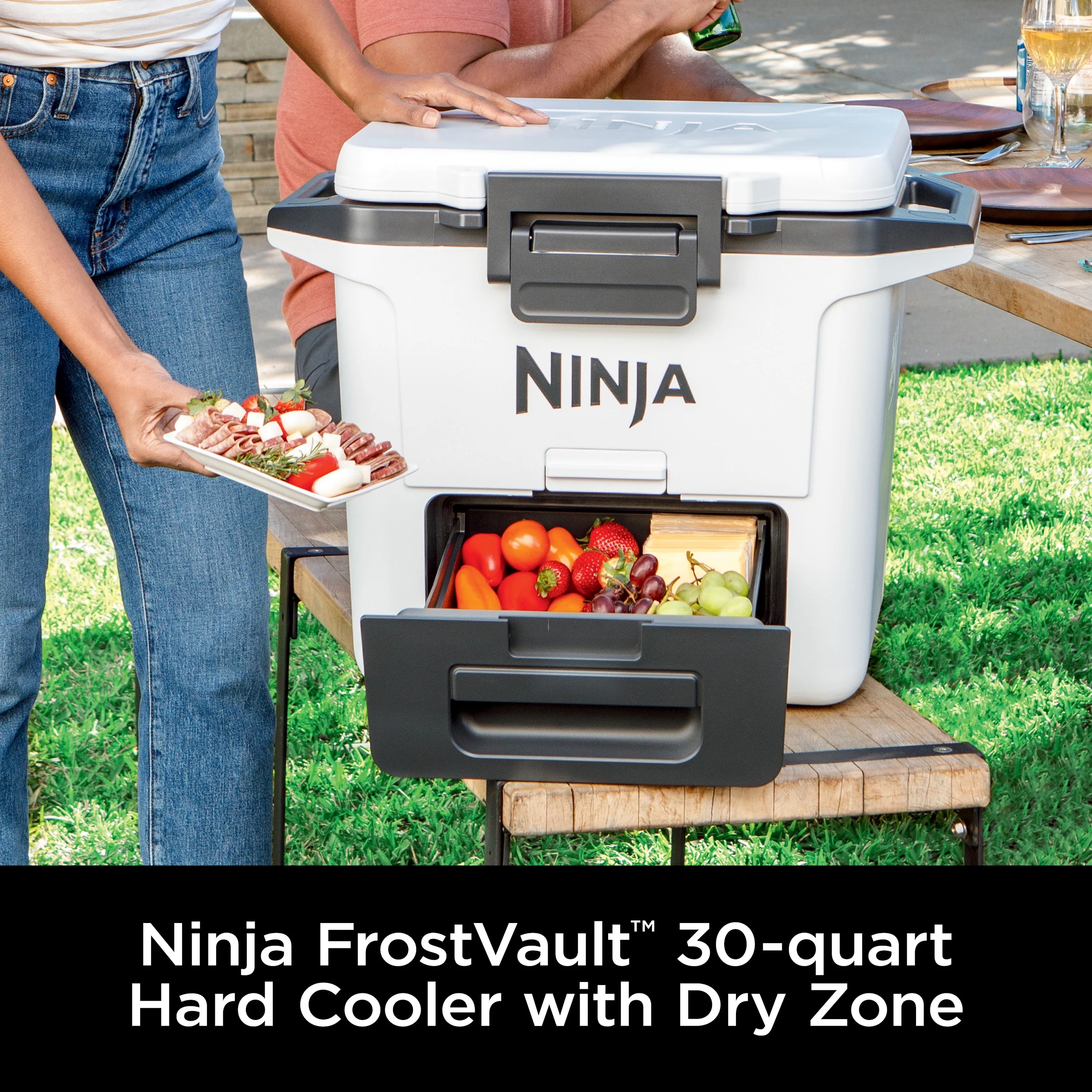 Ninja FrostVault 30qt Hard Cooler with Dry Zone, Ice Chest Cooler, White, FB131WH - Image 2