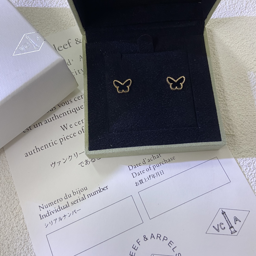 VCA Mini Black Butterfly Stud Earrings - Original Replica Club