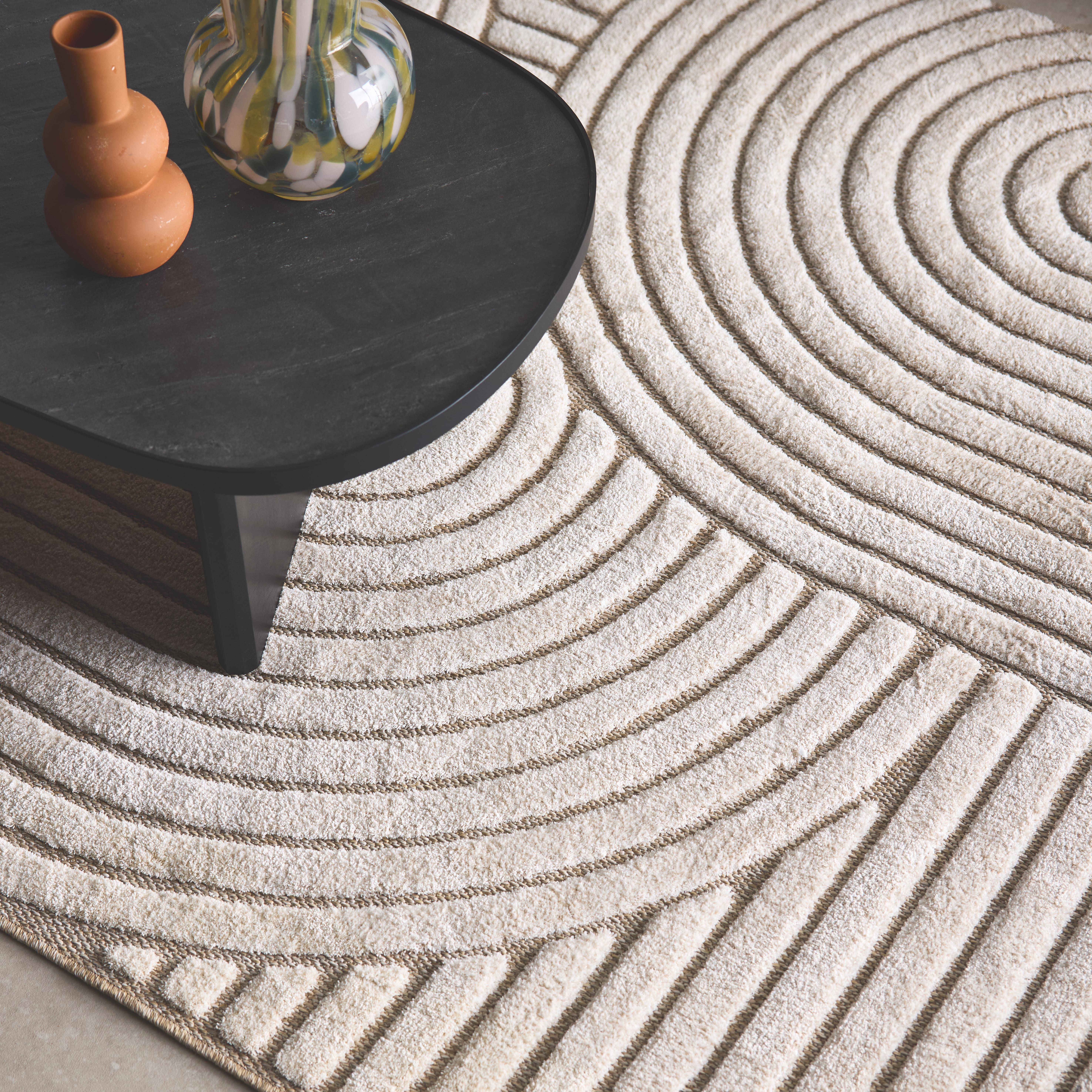 Archie - Alfombra interior motivo étnico arcos beige y crema