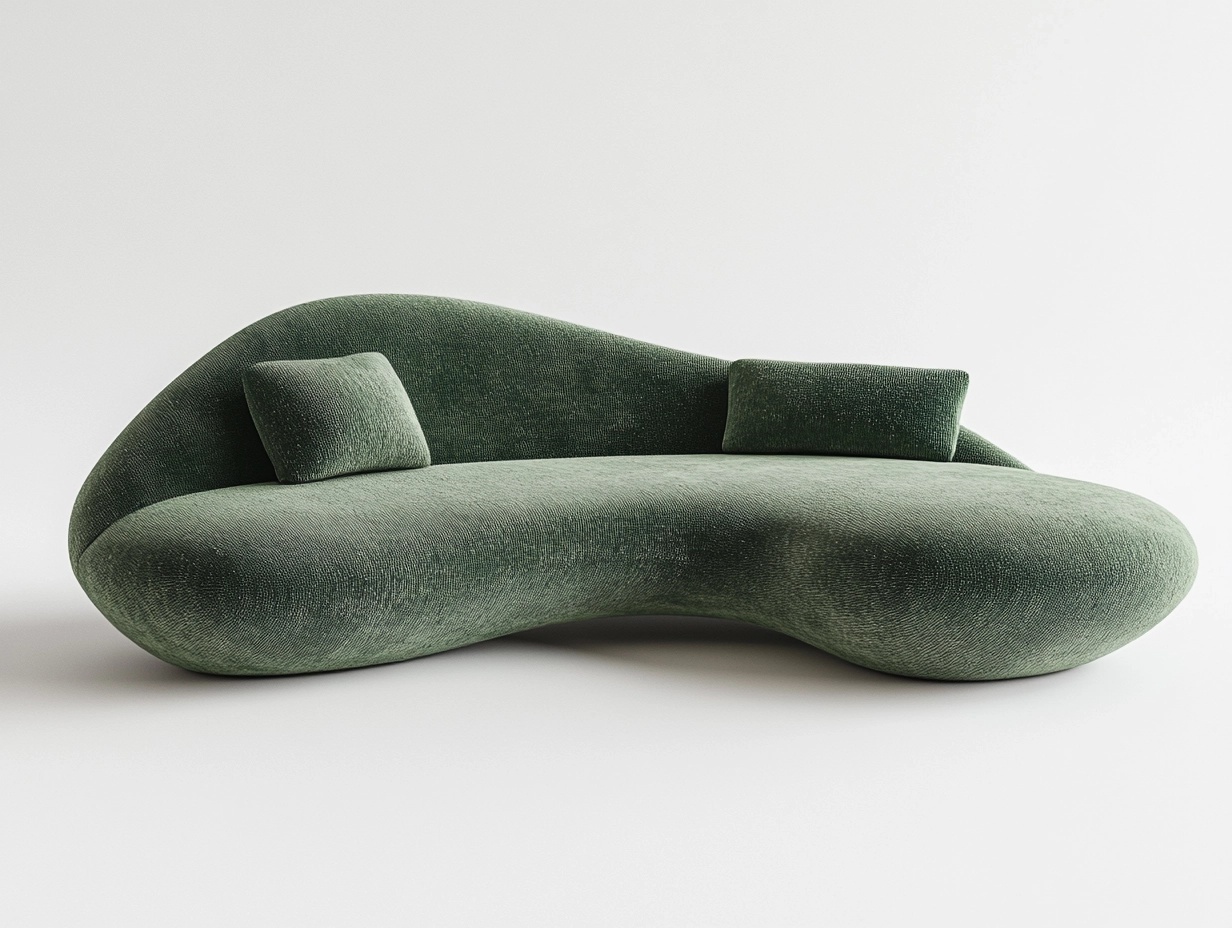 Sofá moderno de terciopelo verde oliva de 230cm ideal para salón diseño minimalista con estructura ergonómica