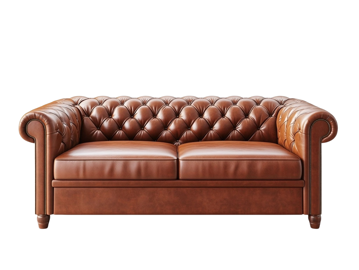 Sofá de cuero marrón de estilo clásico 2 plazas 180x90cm ideal para sala de estar gv2318083