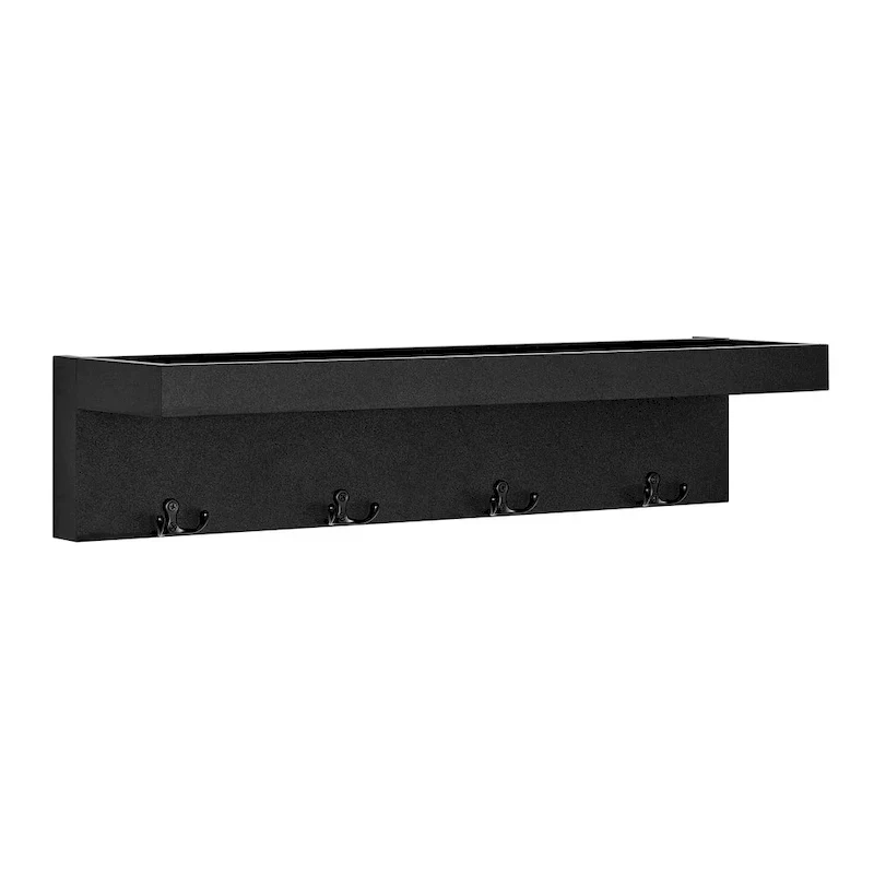 Danya B. Wall-Mounted Coat Rack with Decorative Ledge Shelf and Hooks for Entryway