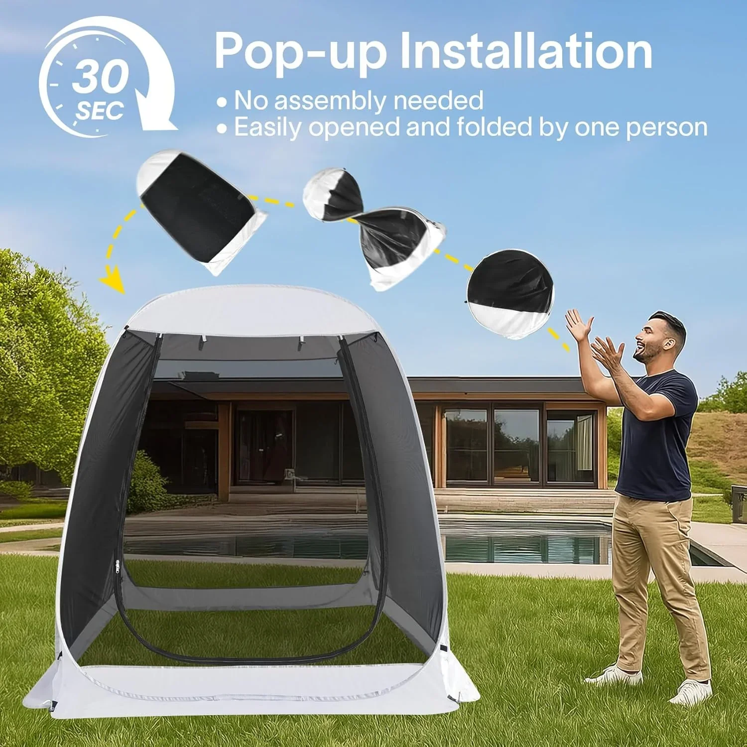 Screen gazebo sleeps 6-10-15 people Igloo-style canopy tent mosquito net on the sides Perfect