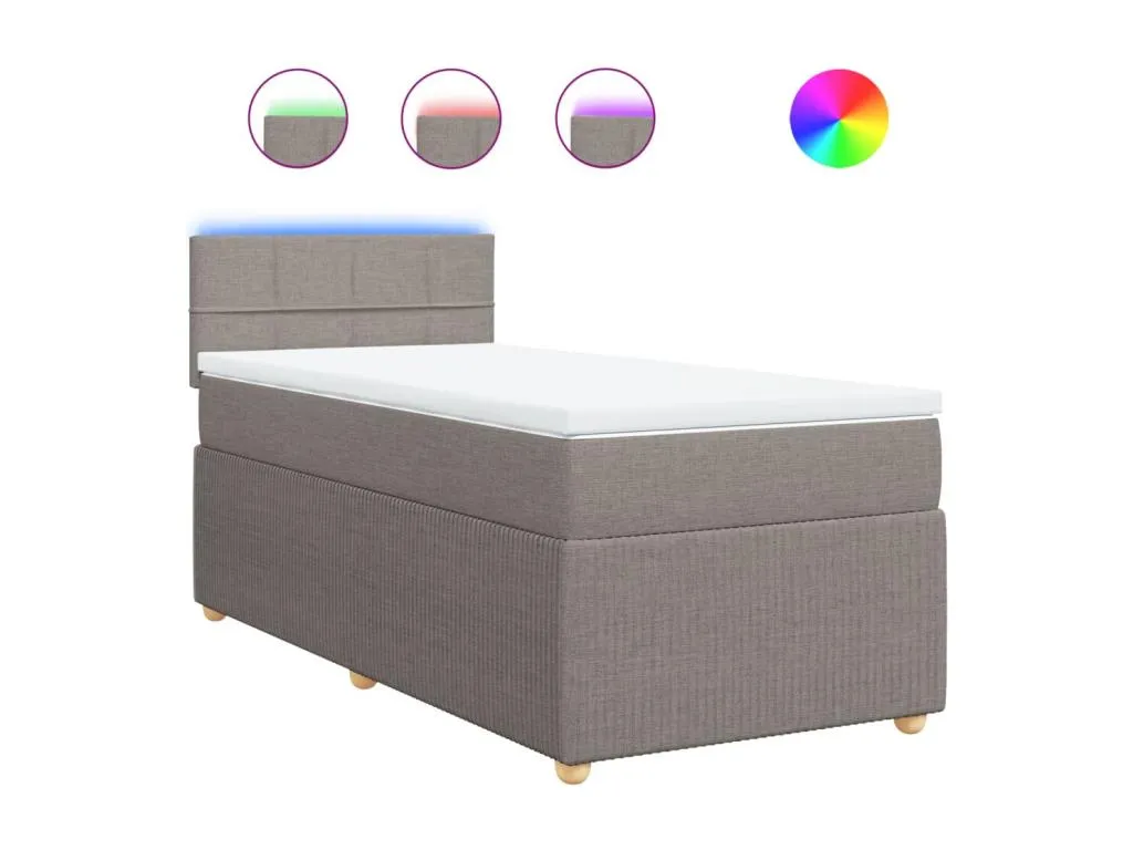 Cama box spring con colchón tela gris taupe 100x200 cm ehx3519908