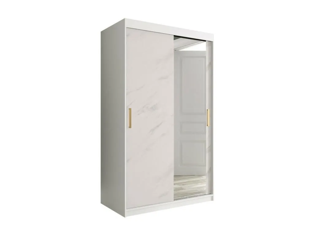 Armario Nidovia mármol blanco/mate blanco 200x120x62 cm con 4 estantes. yql1716907