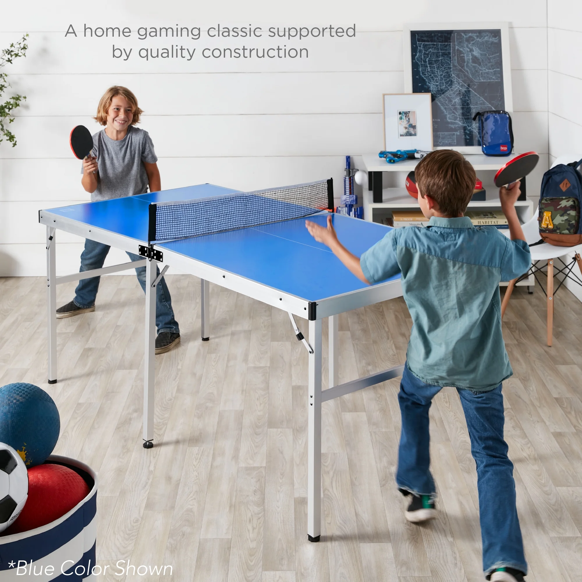 Best Choice Products 6x3ft Portable Ping Pong Table Game Set, Folding Table Tennis w/ 2 Paddles, Balls - Blue - Image 28