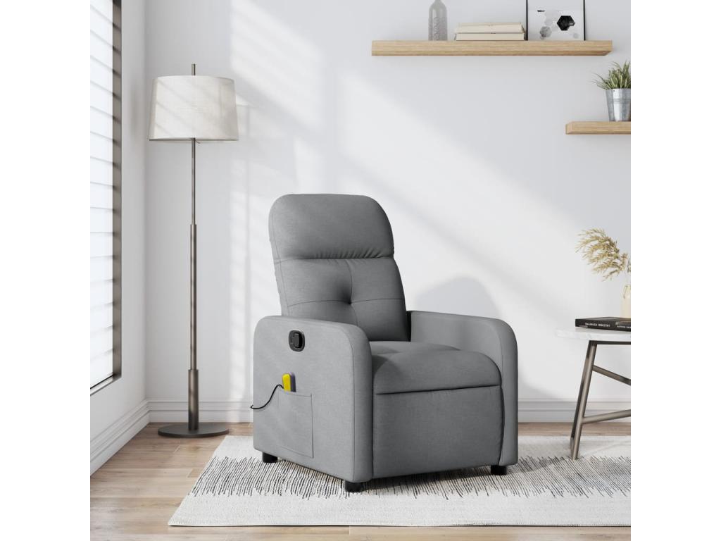Sillón reclinable de masaje de tela gris claro