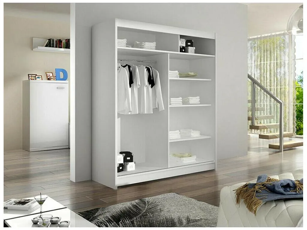 Armario Mueblestop 148 Negro | Blanco 200x120x58cm Puertas de armario - Correderas YPOU71254