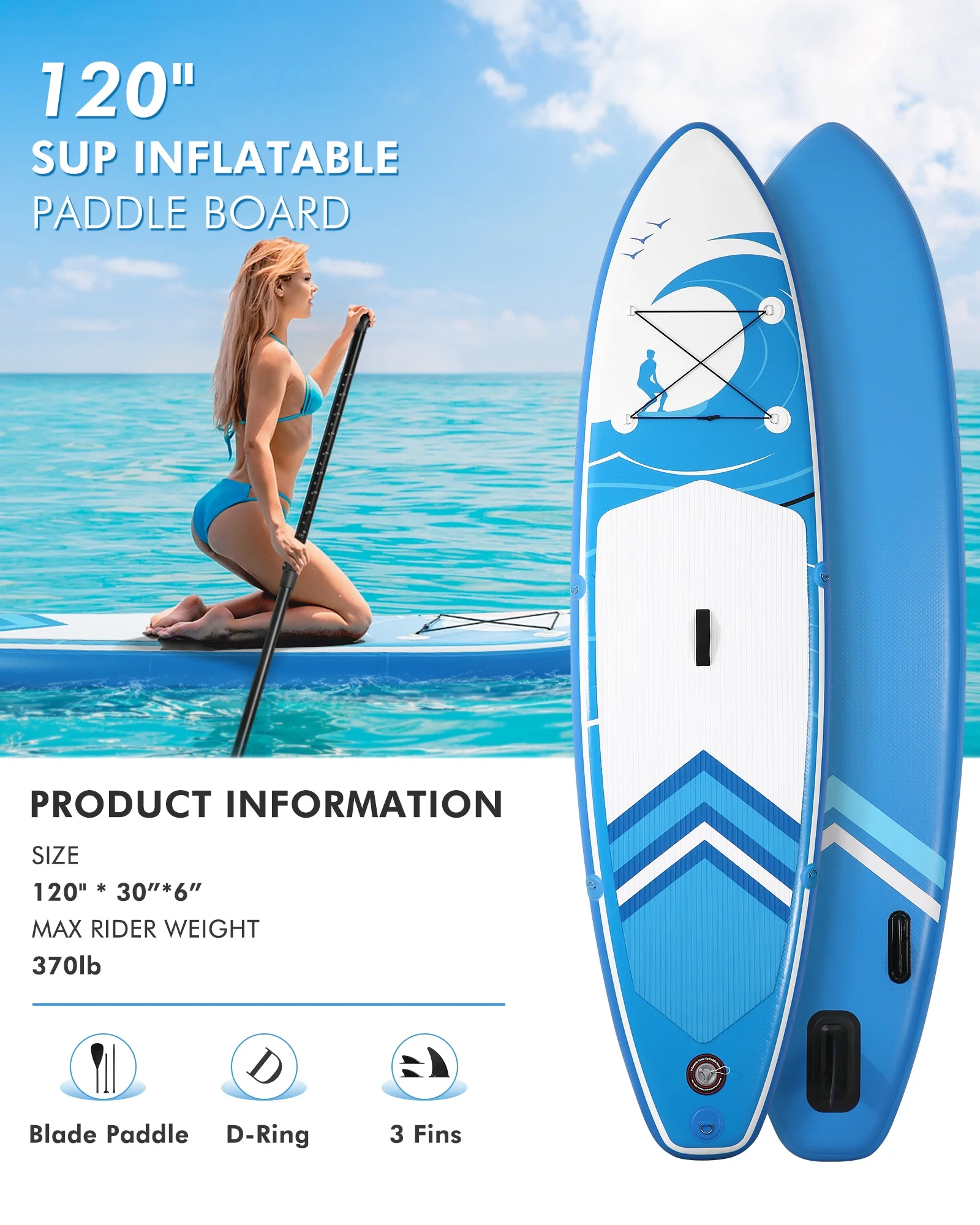 Naipo Inflatable Paddle Board 10FT Stand up Paddle Board 10' SUP 6 in.Thick Board Carry Bag & Fast Pumping Green - Image 12