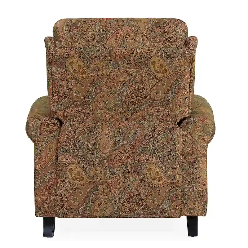 Push Back Recliner Chair with Padded Cushion and Solid Wood Legs