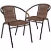 Emma + Oliver Indoor/Outdoor Stacking Rattan Restaurant Patio Chairs, Set of 2, Gray - Image 5