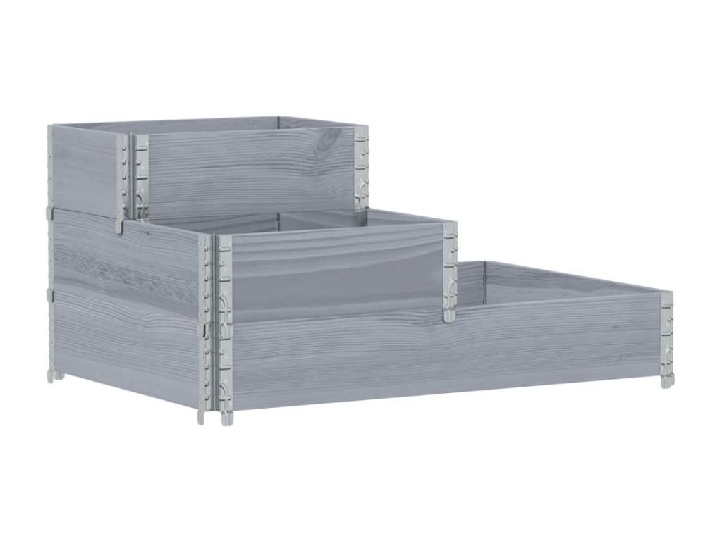 Arriate Decoromantico levado de 3 niveles madera maciza pino gris 120x80 cm