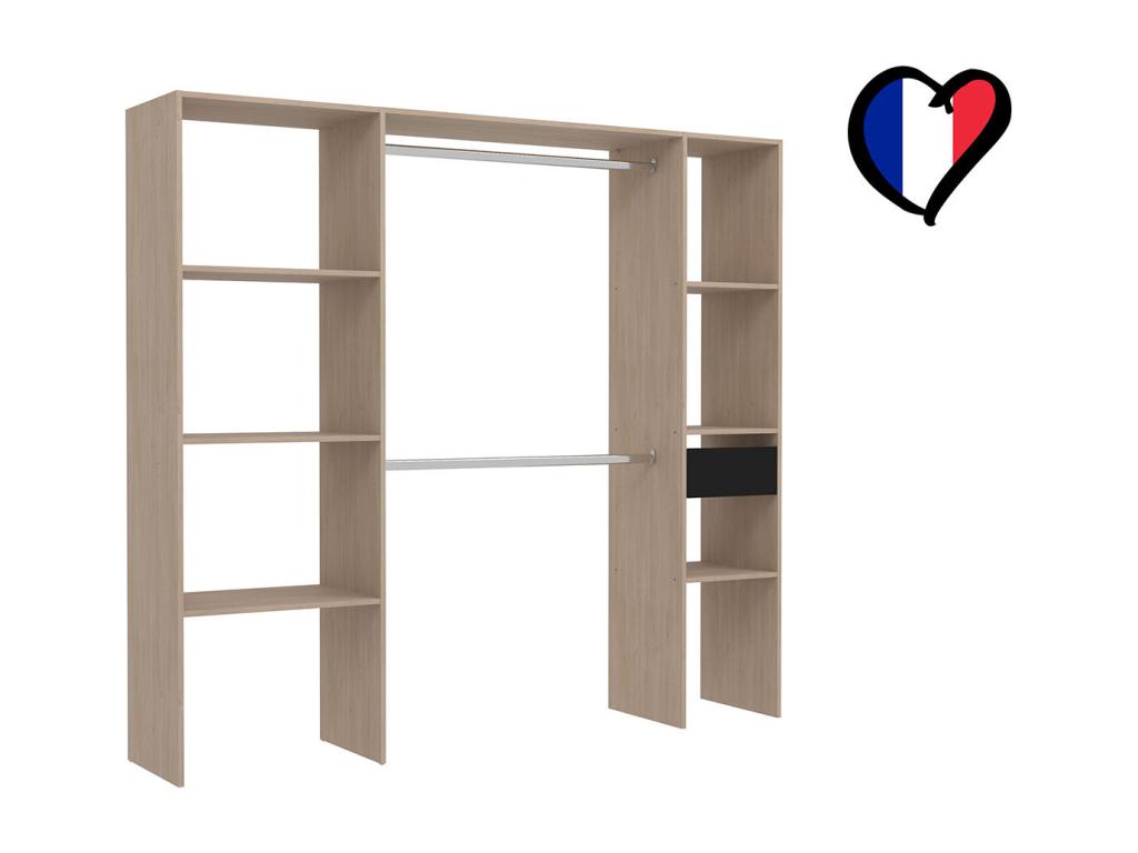 Vestidor 6 estantes - 1 cajón - 2 armarios 198x40x180 Nestleano