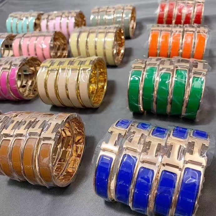 Hermes Wide H Enamel Bangle Bracelet - 21 Colors Available - Original Replica Club